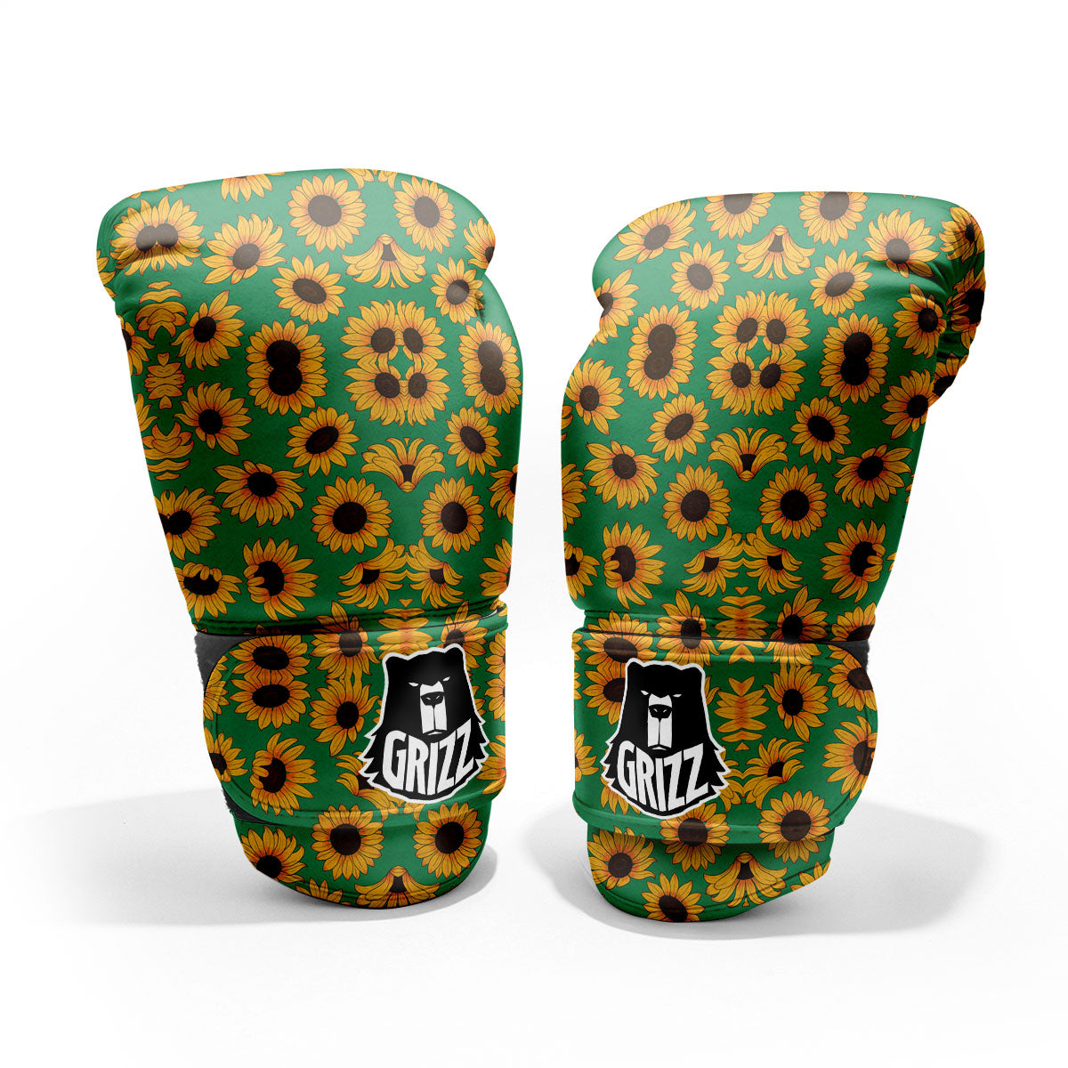 Sunflower Green Print Pattern Pro Boxing Glove