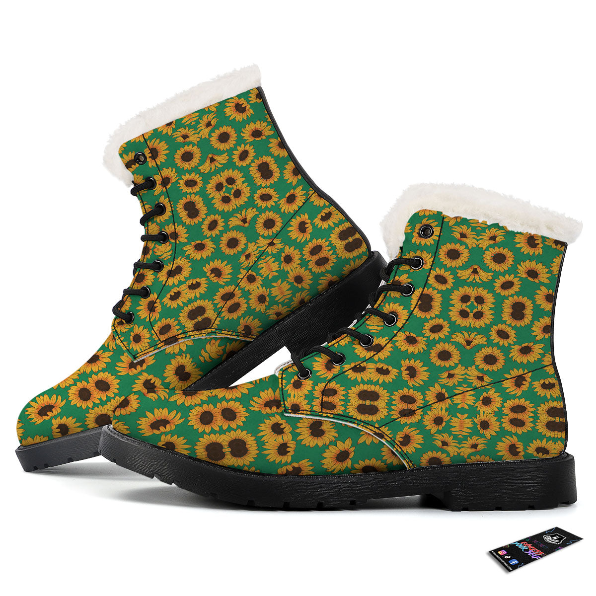 Sunflower Green Print Pattern Winter Boots-grizzshop