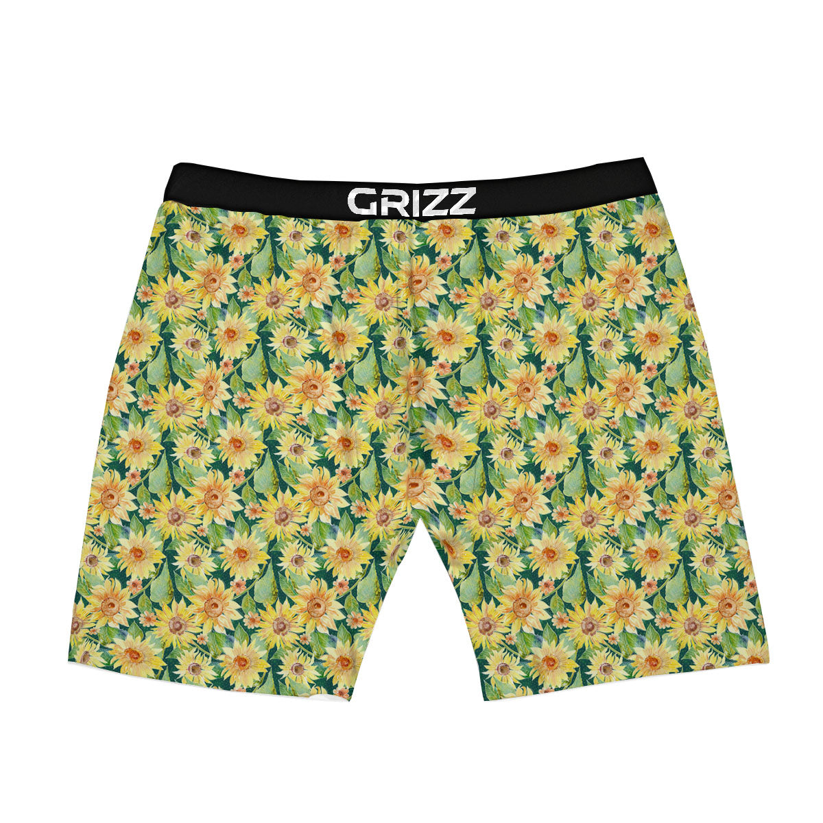 Sunflower Green Watercolor Print Pattern Boxer Briefs-grizzshop