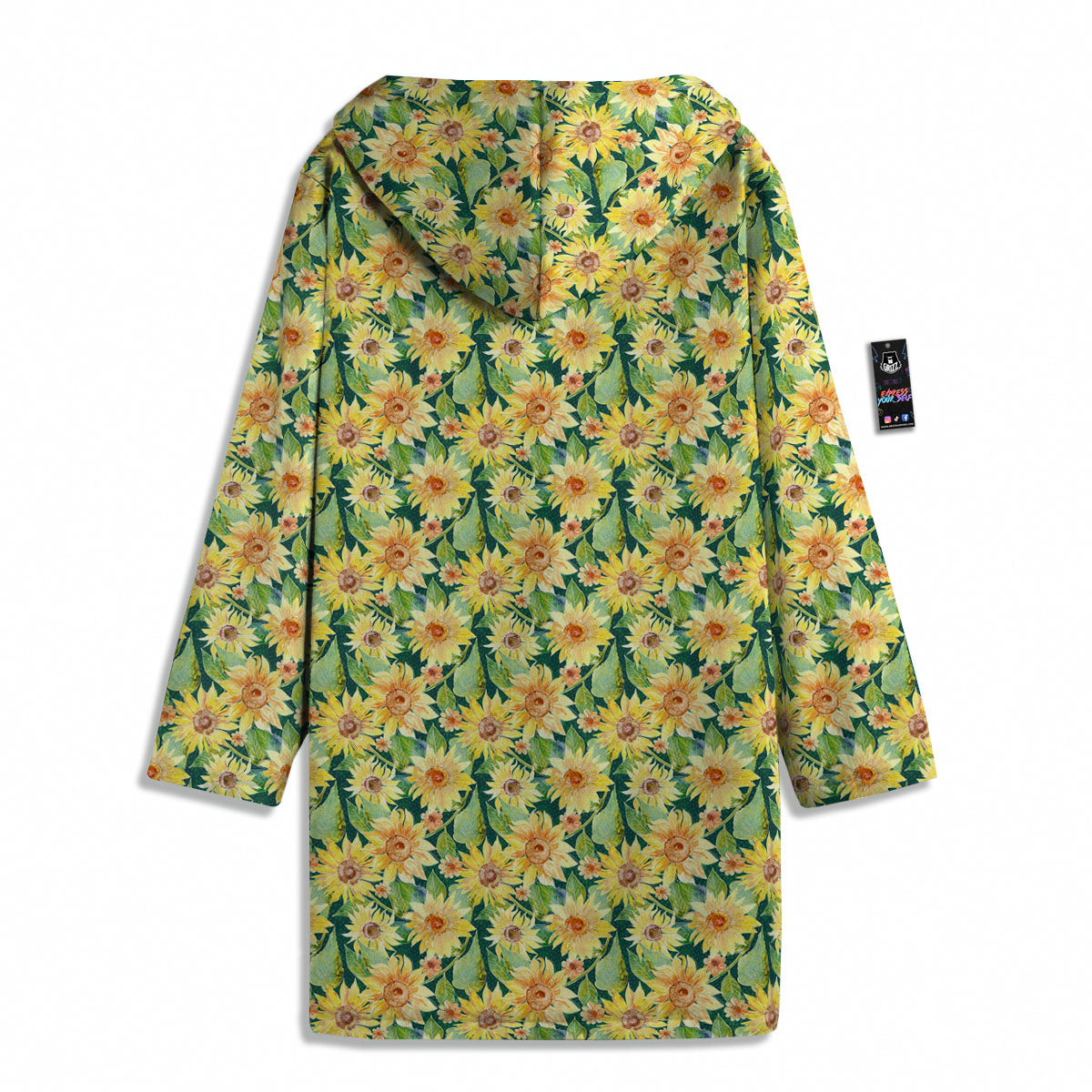 Sunflower Green Watercolor Print Pattern Men's Windbreaker Jacket-grizzshop