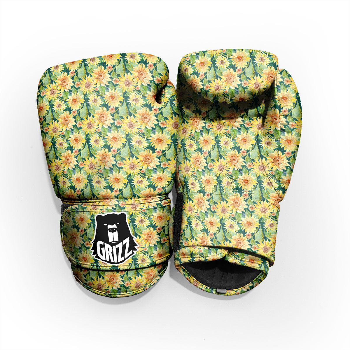Sunflower Green Watercolor Print Pattern Pro Boxing Glove