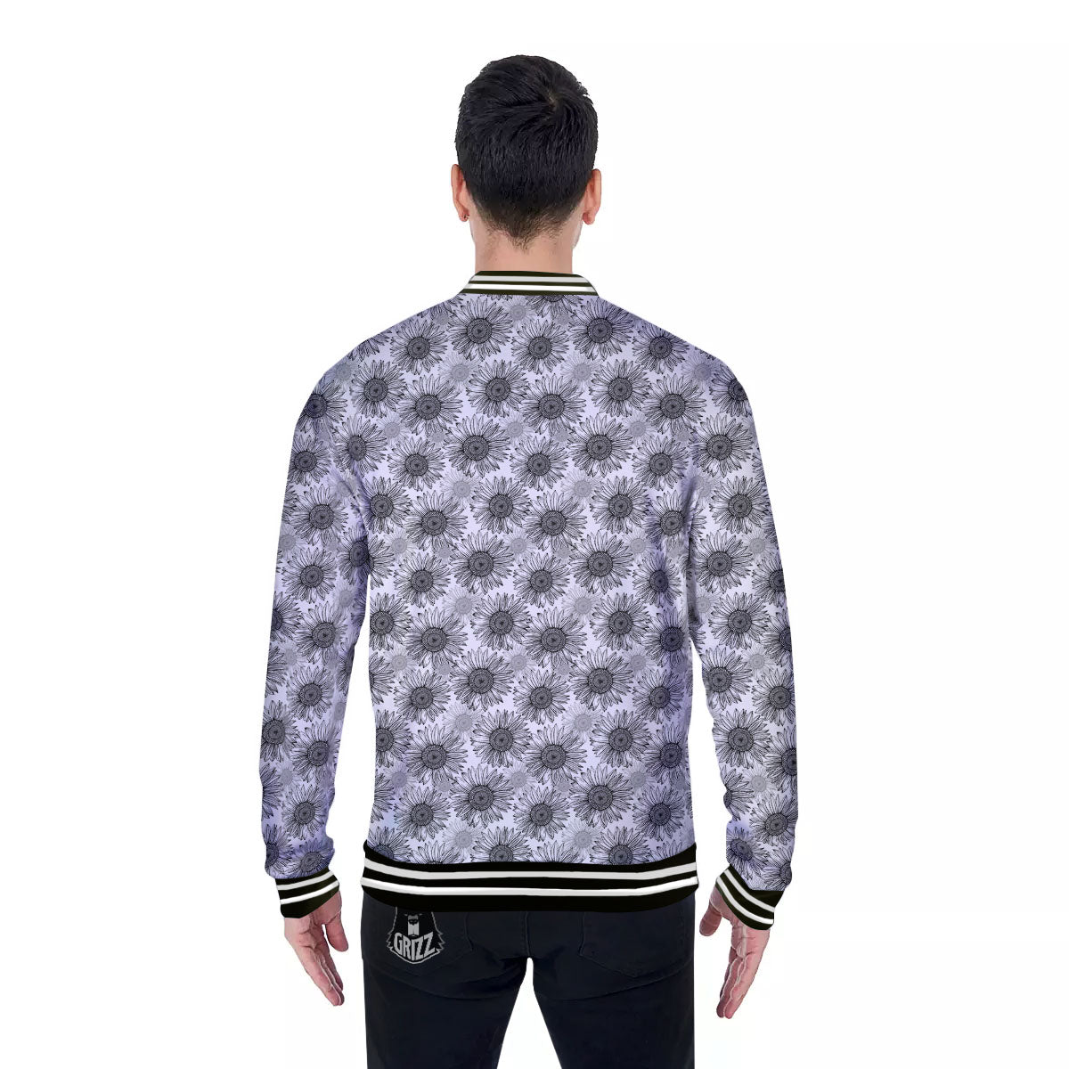 Sunflower Hand Drawn Print Pattern Baseball Jacket-grizzshop