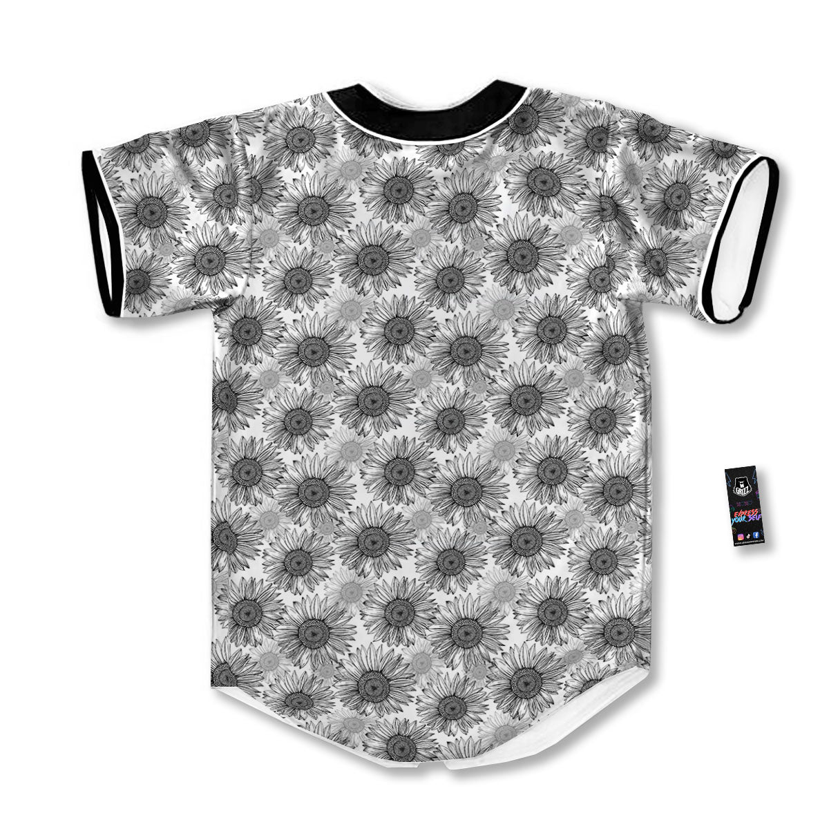 Sunflower Hand Drawn Print Pattern Baseball Jersey-grizzshop