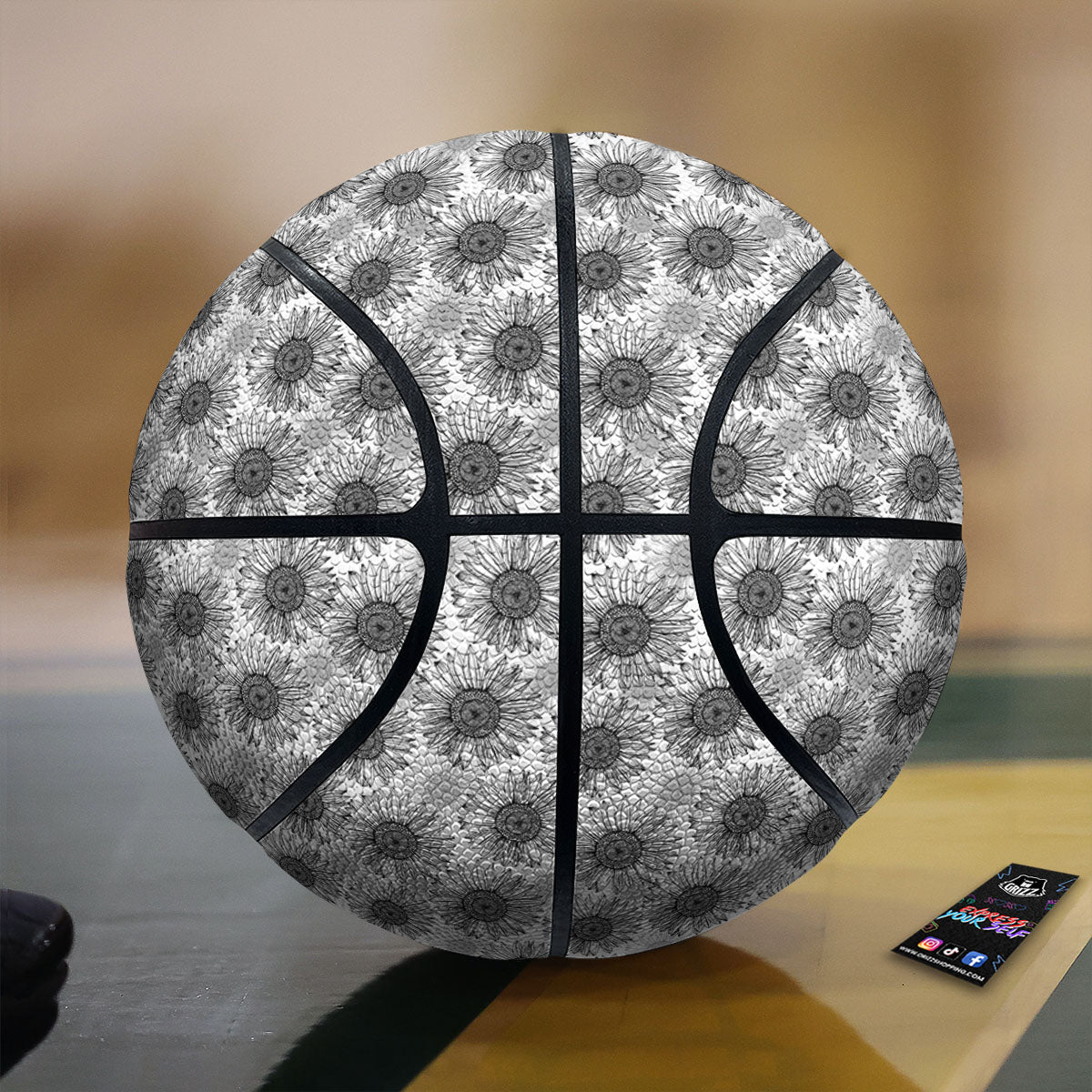 Sunflower Hand Drawn Print Pattern Basketball-grizzshop