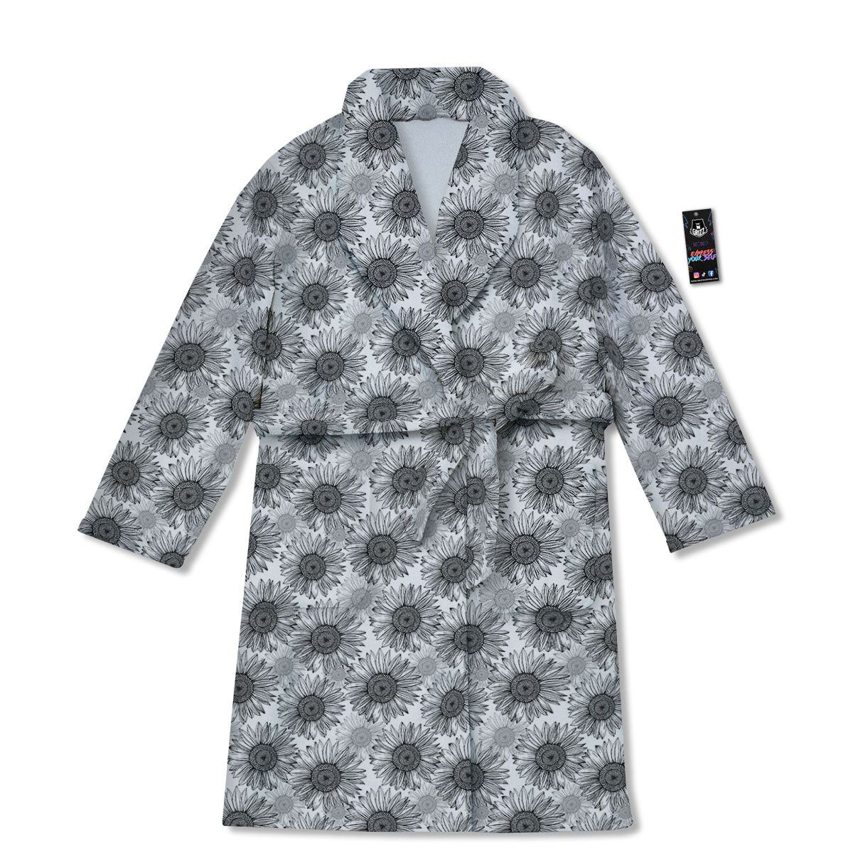 Sunflower Hand Drawn Print Pattern Bathrobe-grizzshop