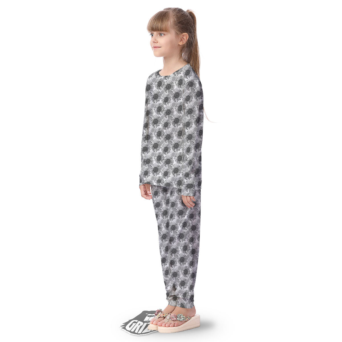 Sunflower Hand Drawn Print Pattern Kid's Pajamas-grizzshop