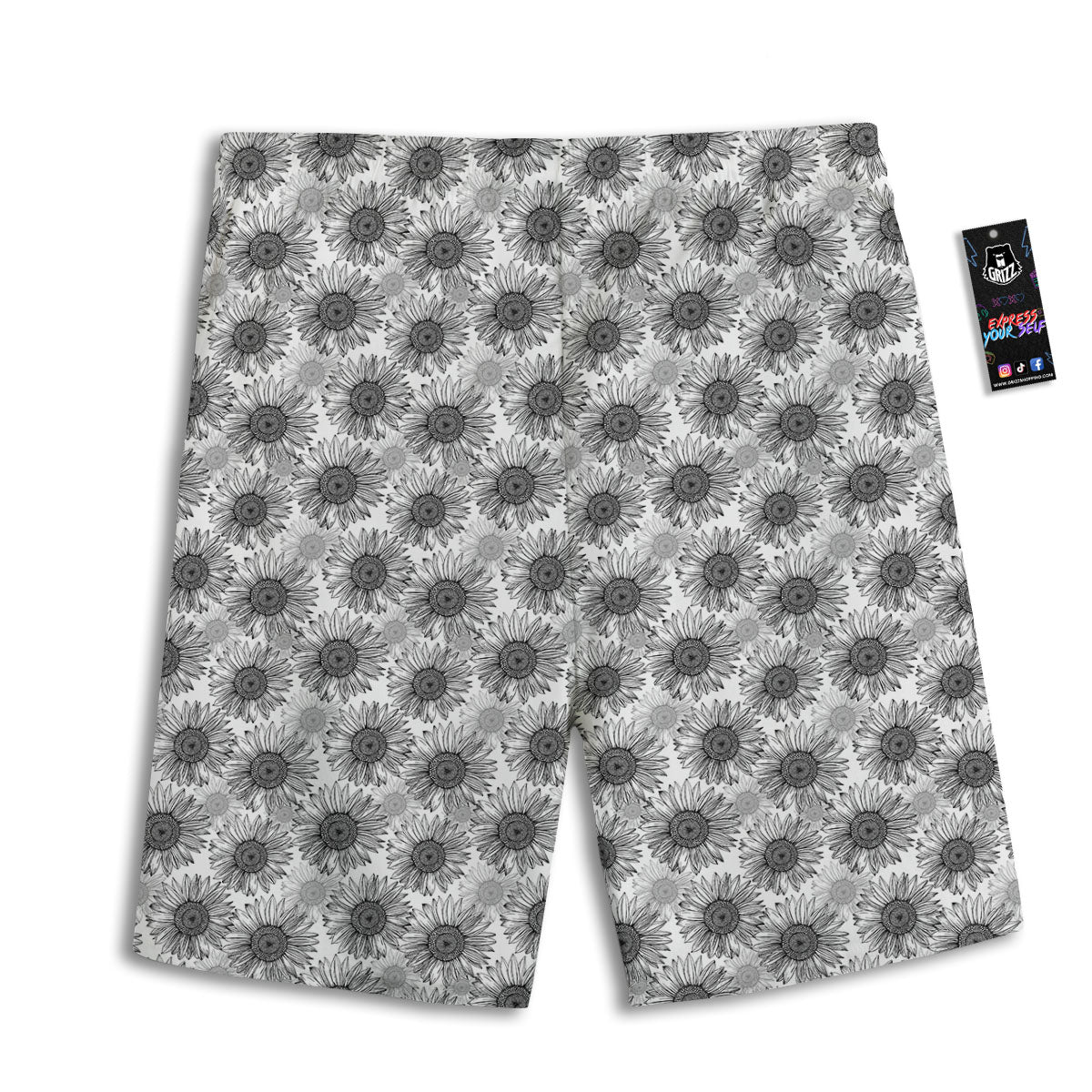 Sunflower Hand Drawn Print Pattern Men's Athletic Shorts