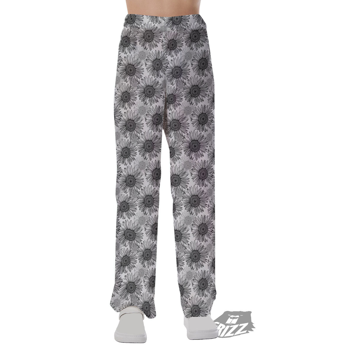 Sunflower Hand Drawn Print Pattern Pajama Pants-grizzshop