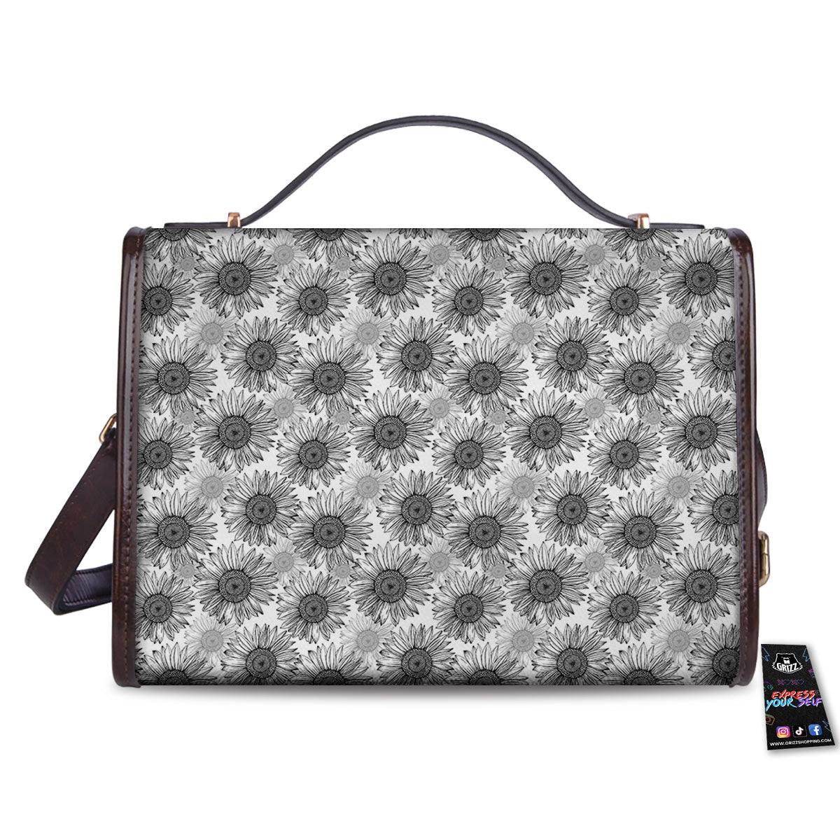 Sunflower Hand Drawn Print Pattern Women's Satchel Bag-grizzshop