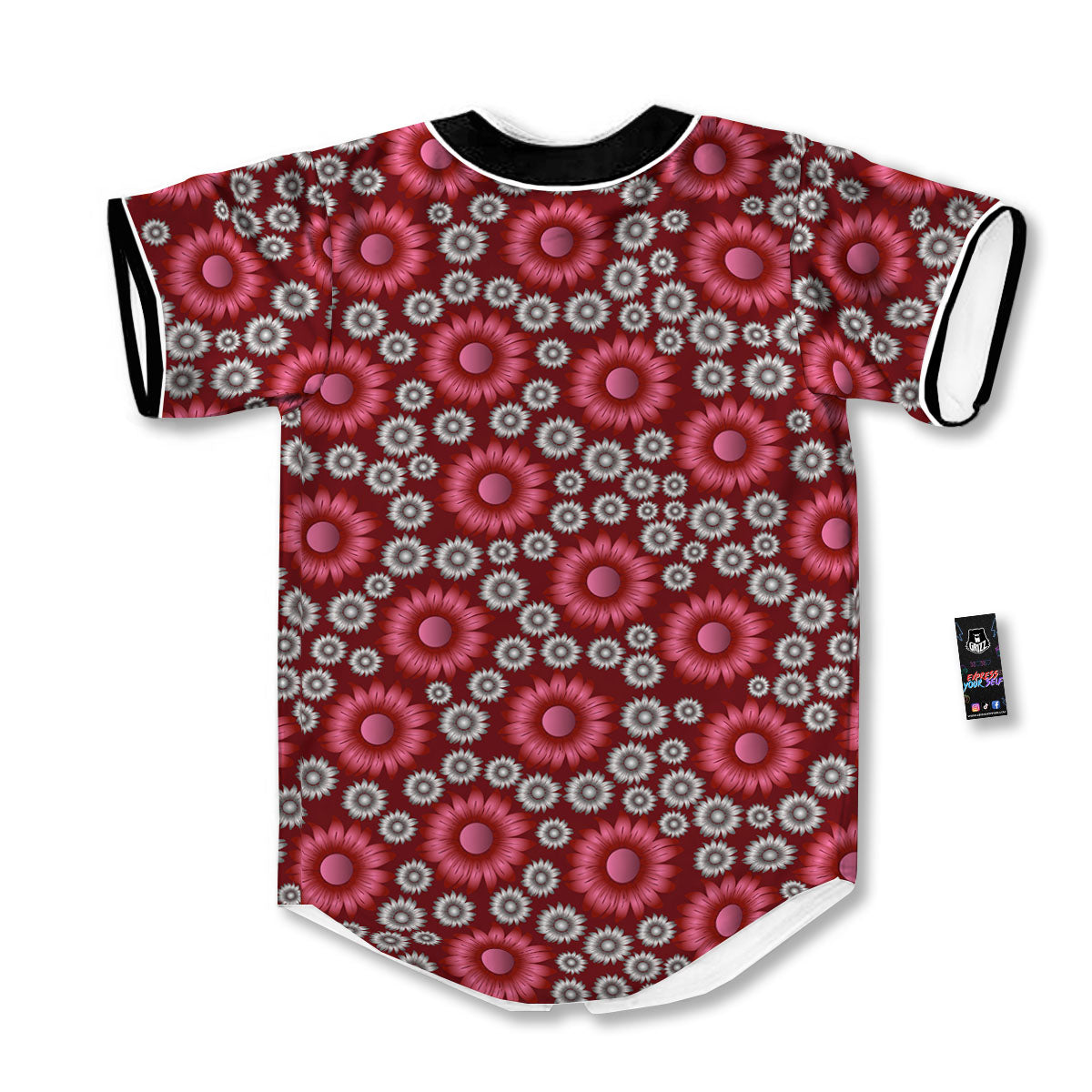 Sunflower Magenta Pink Print Pattern Baseball Jersey-grizzshop