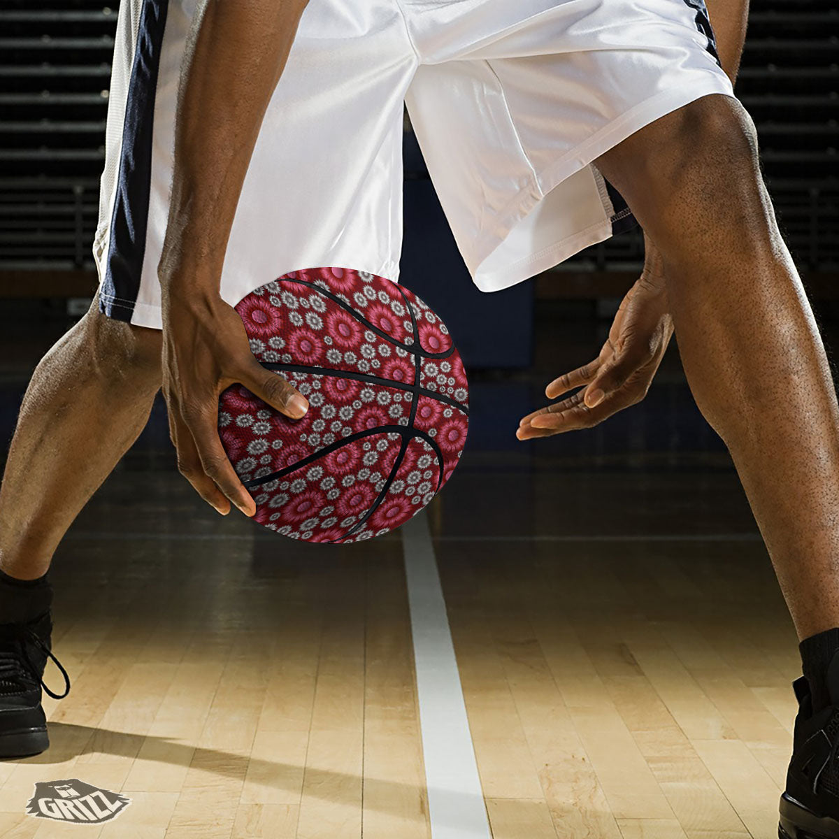 Sunflower Magenta Pink Print Pattern Basketball-grizzshop