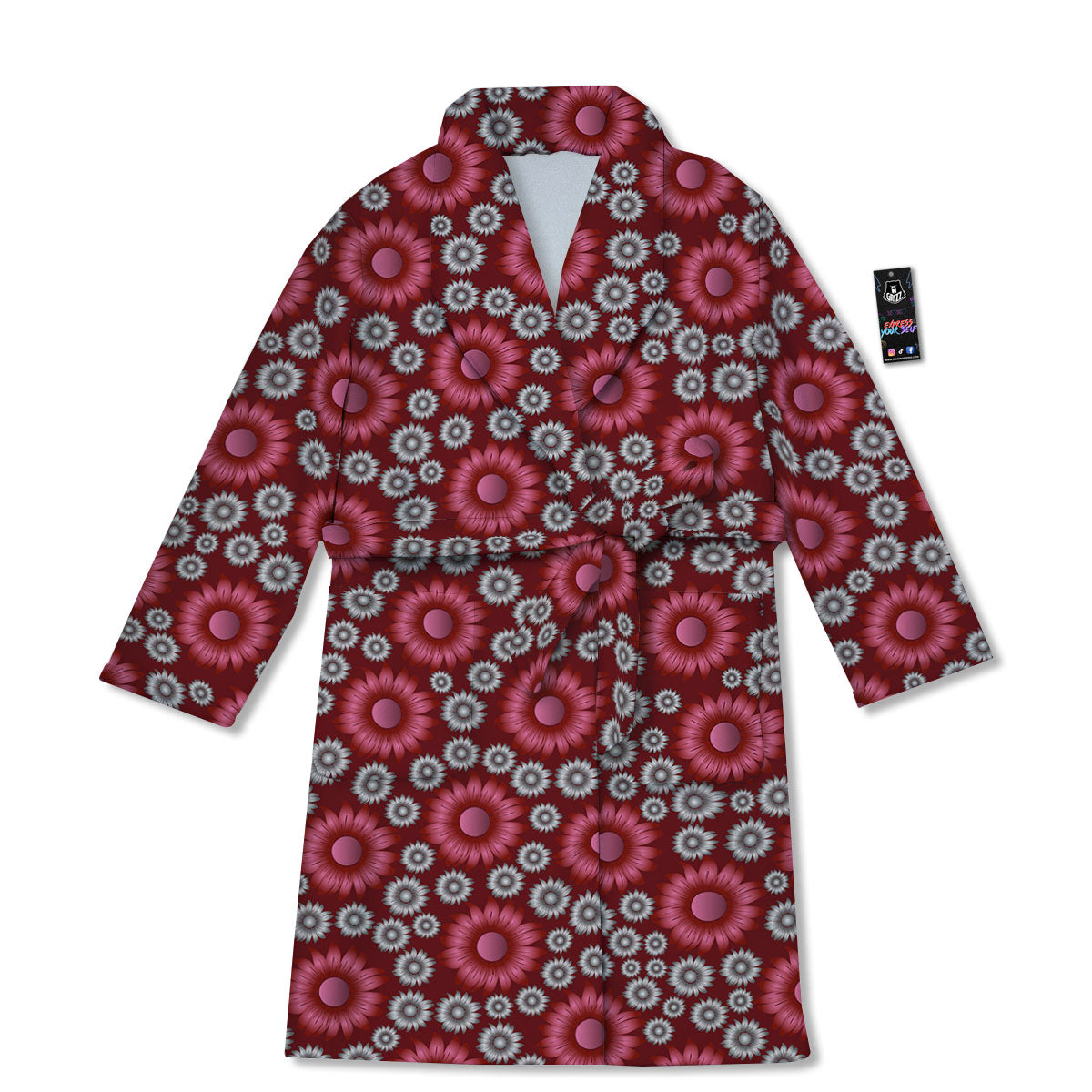 Sunflower Magenta Pink Print Pattern Bathrobe-grizzshop