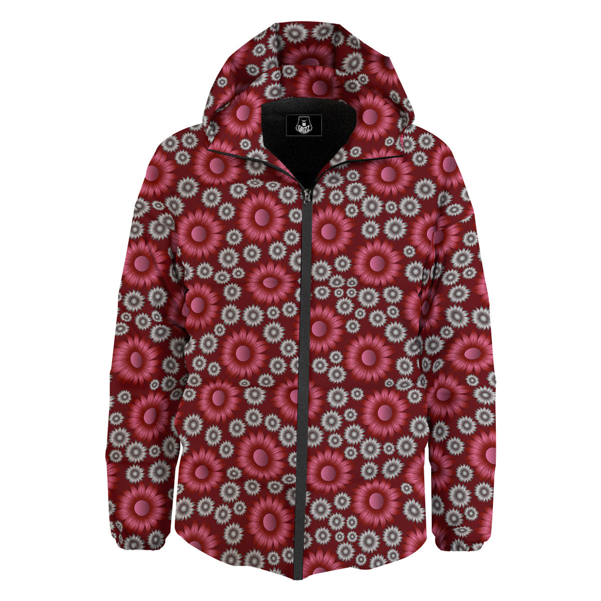 Sunflower Magenta Pink Print Pattern Down Jacket-grizzshop