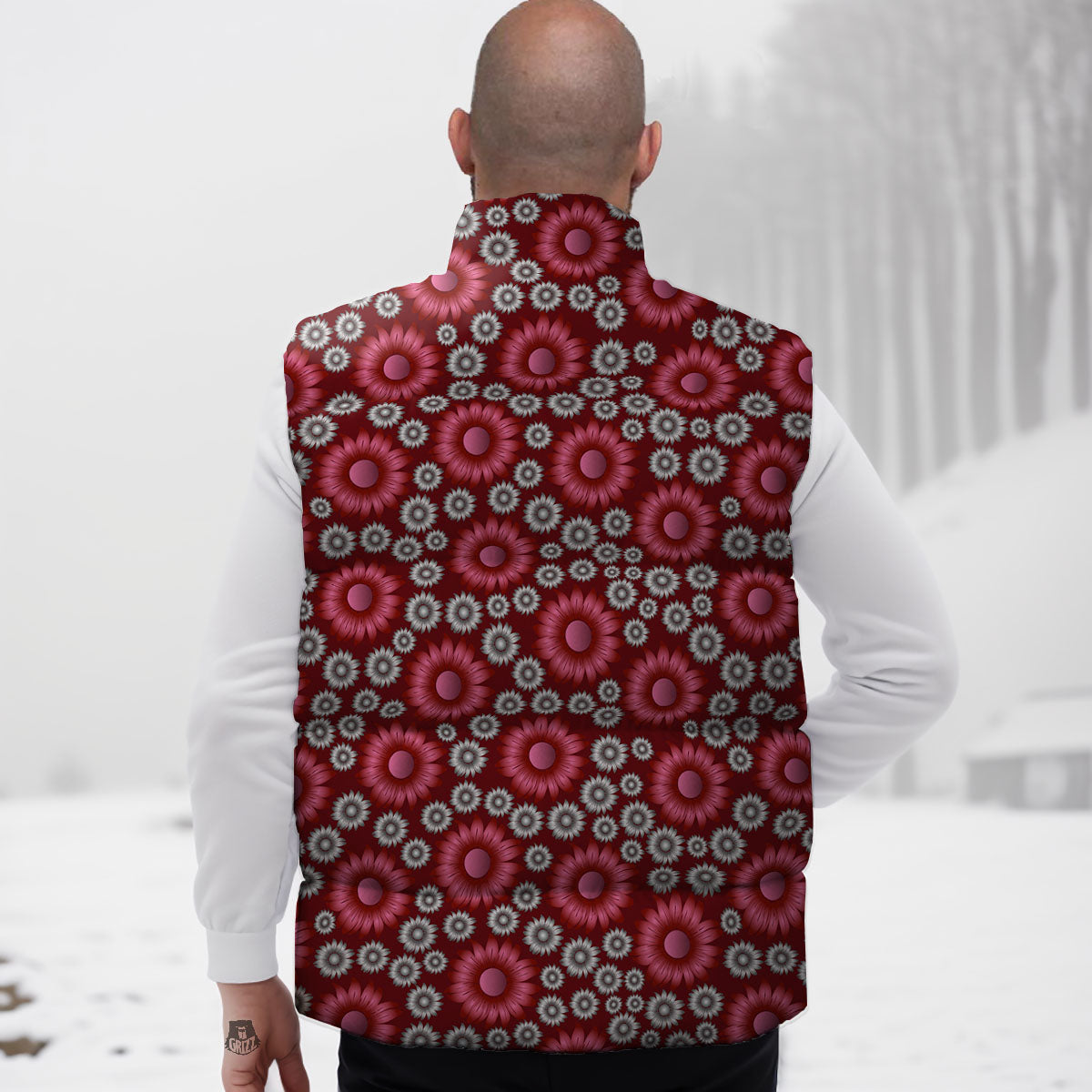 Sunflower Magenta Pink Print Pattern Down Vest