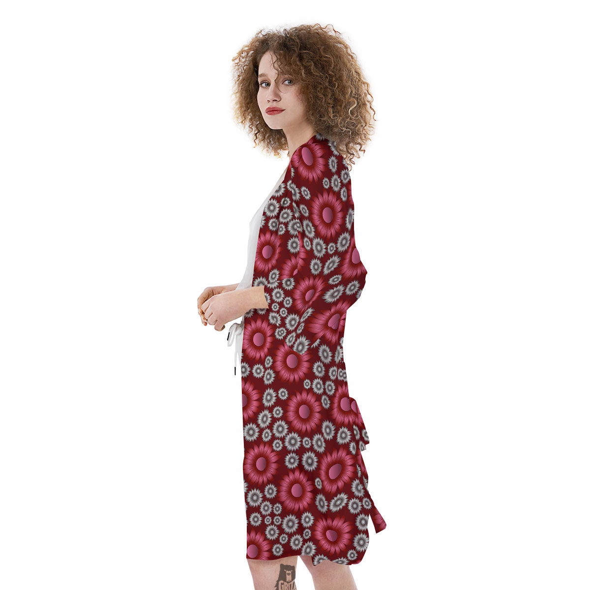 Sunflower Magenta Pink Print Pattern Kimono-grizzshop