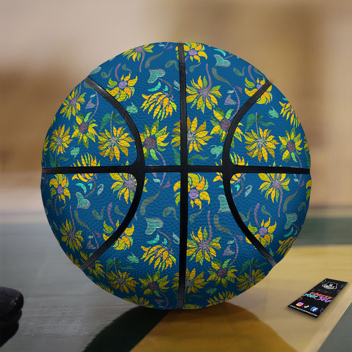 Sunflower Navy Print Pattern Basketball-grizzshop