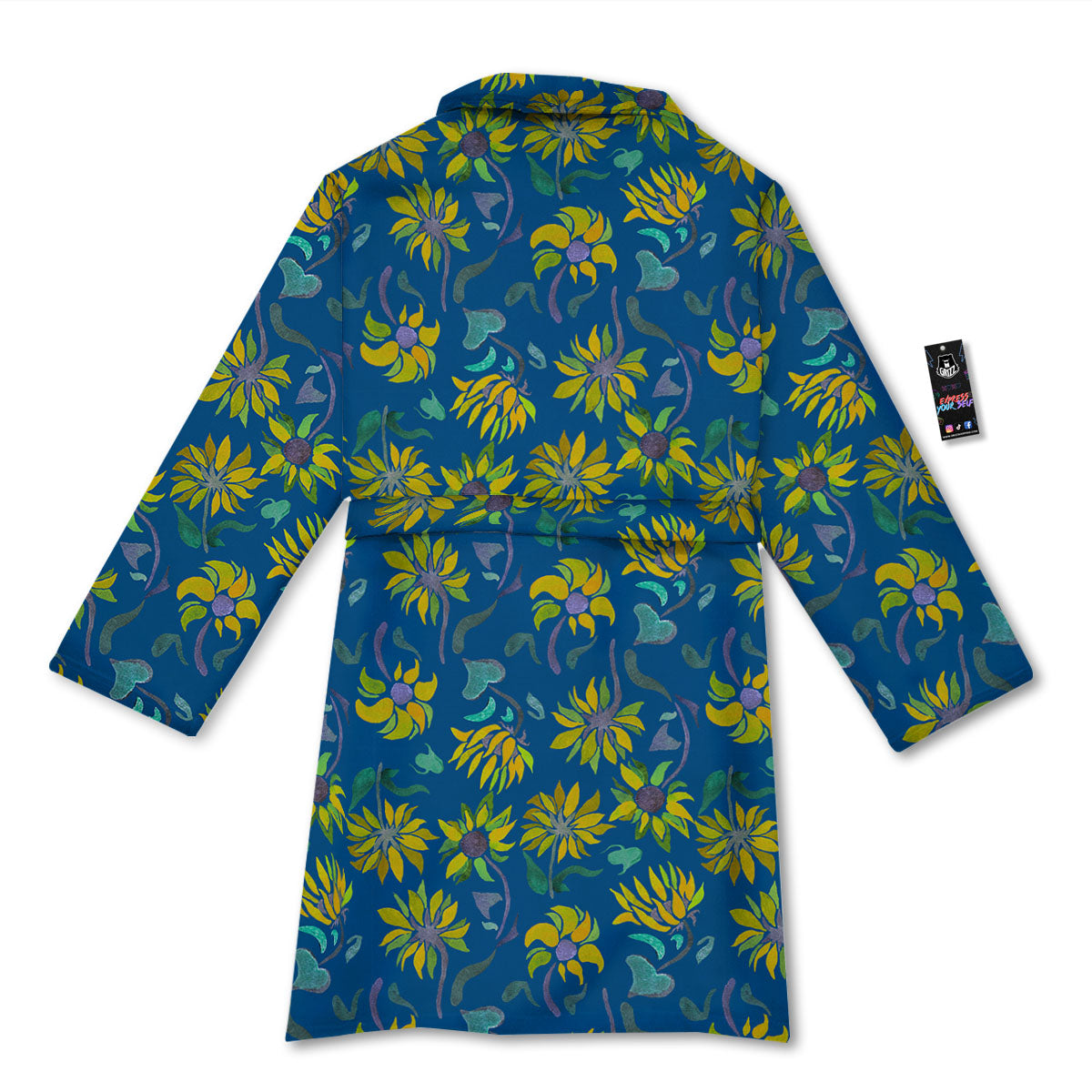 Sunflower Navy Print Pattern Bathrobe-grizzshop