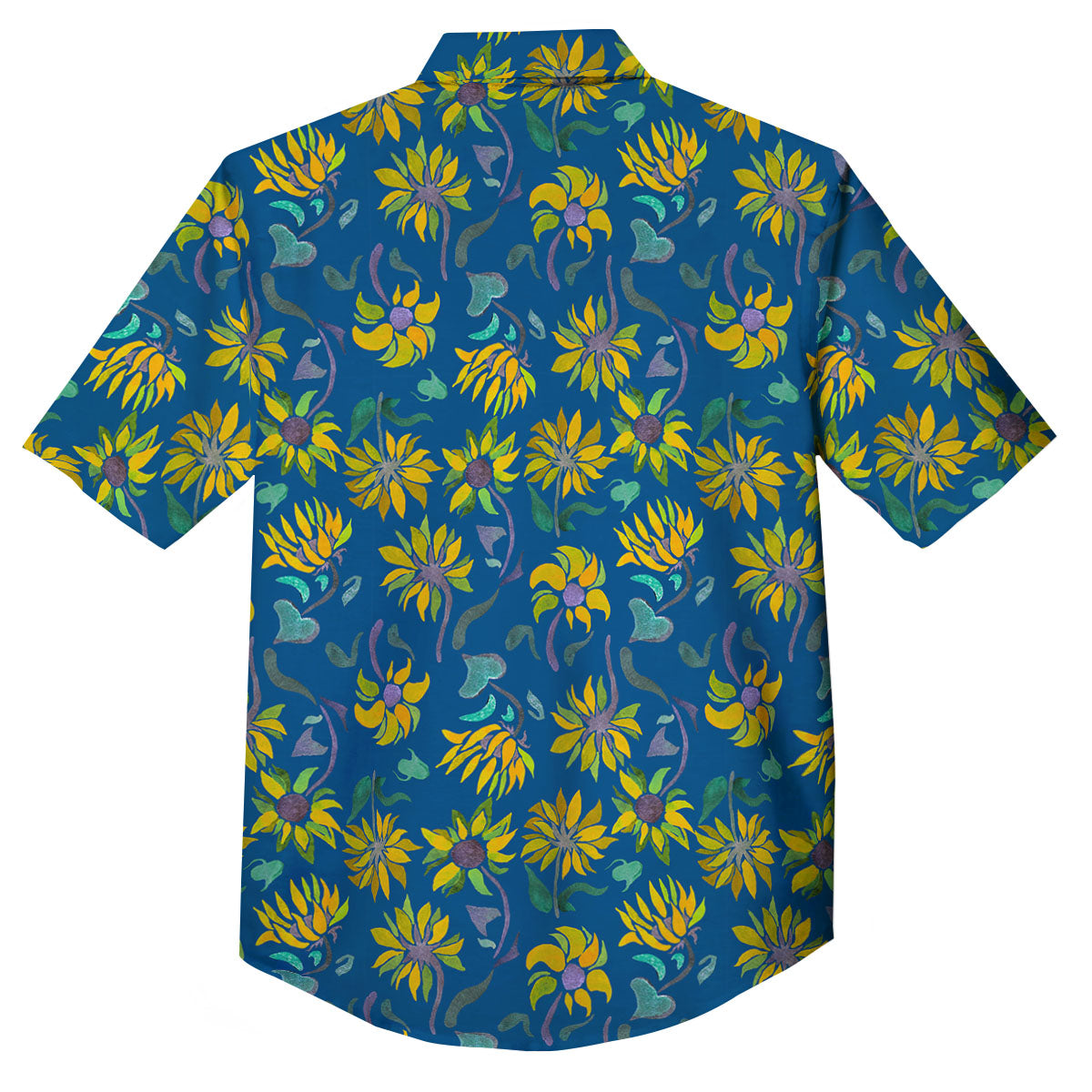 Sunflower Navy Print Pattern Button Up Shirt-grizzshop