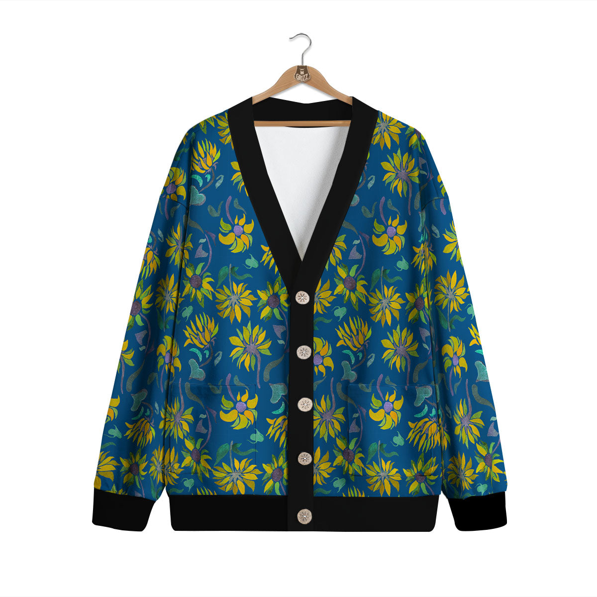 Sunflower Navy Print Pattern Cardigan-grizzshop
