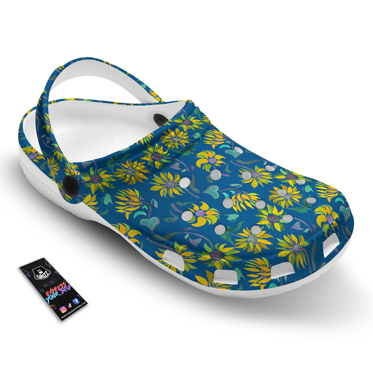 Sunflower Navy Print Pattern Clog-grizzshop