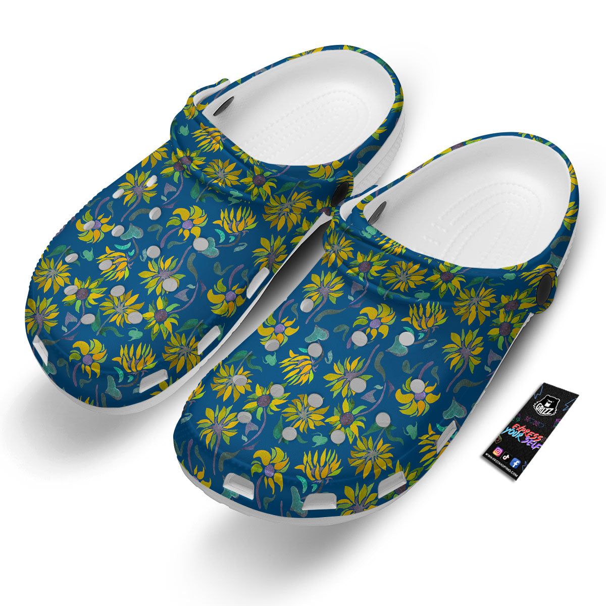 Sunflower Navy Print Pattern Clog-grizzshop