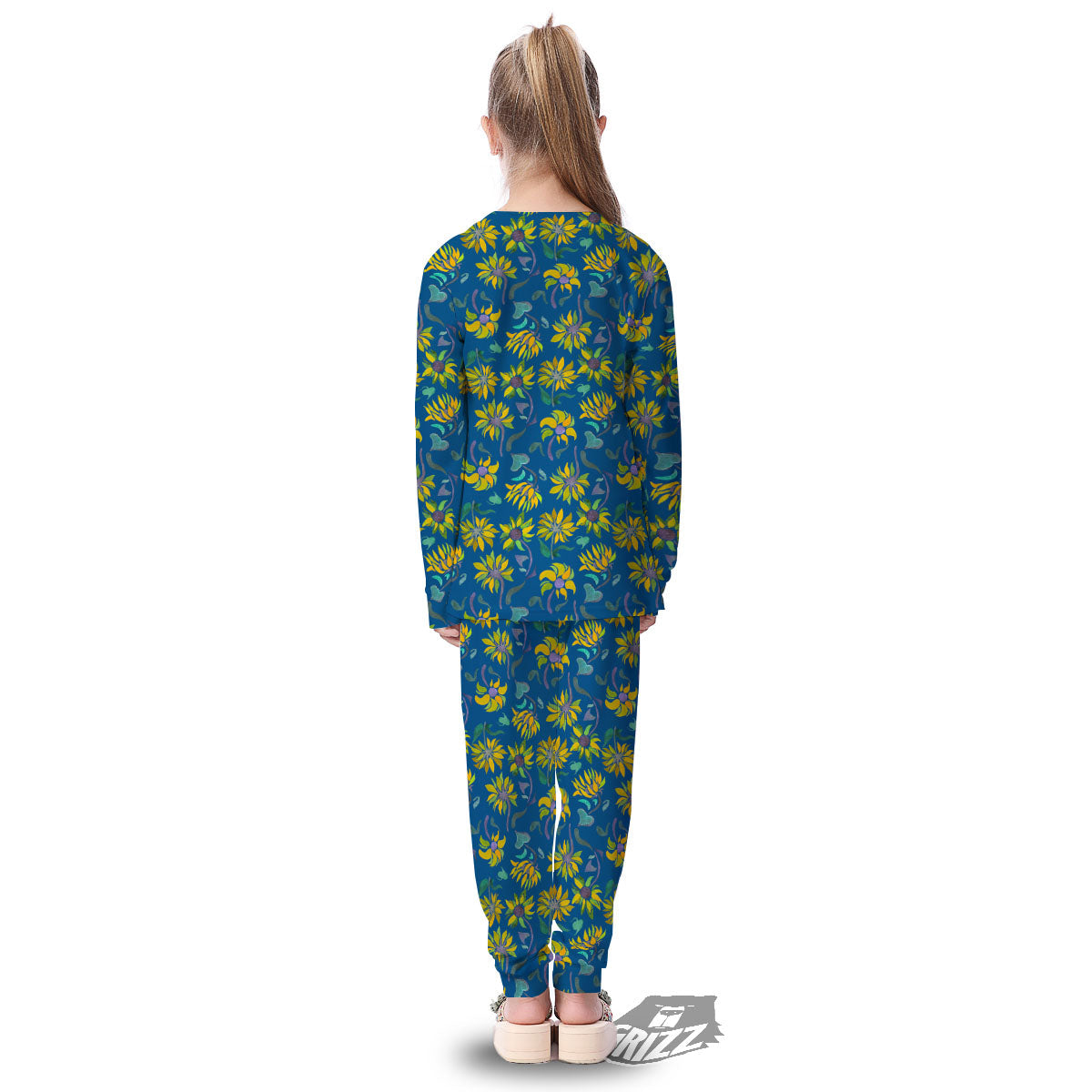Sunflower Navy Print Pattern Kid's Pajamas-grizzshop