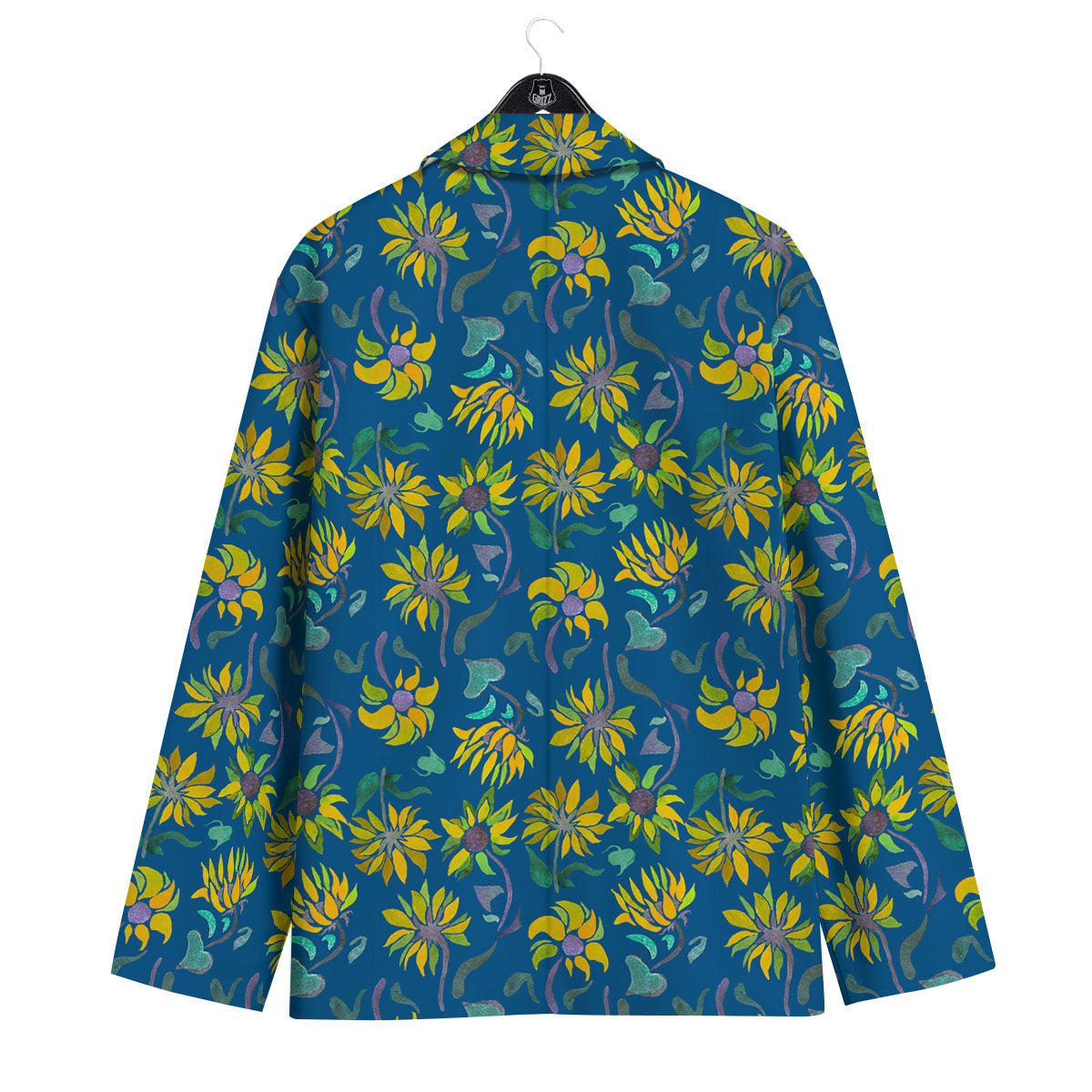 Sunflower Navy Print Pattern Men's Sport Coat-grizzshop