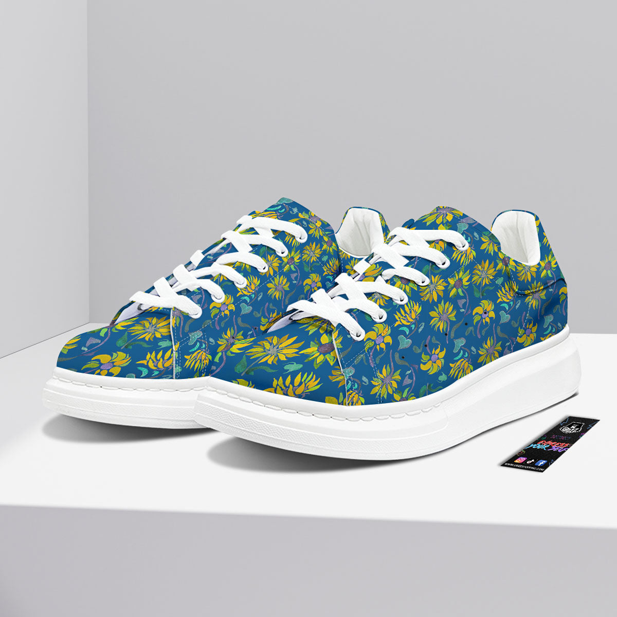 Sunflower Navy Print Pattern Platform Shoes-grizzshop