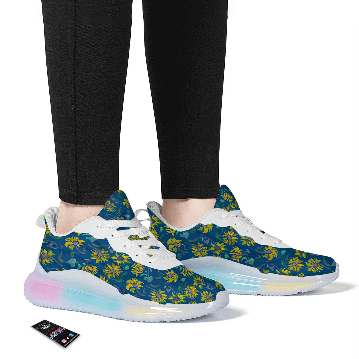 Sunflower Navy Print Pattern Running Sneakers-grizzshop