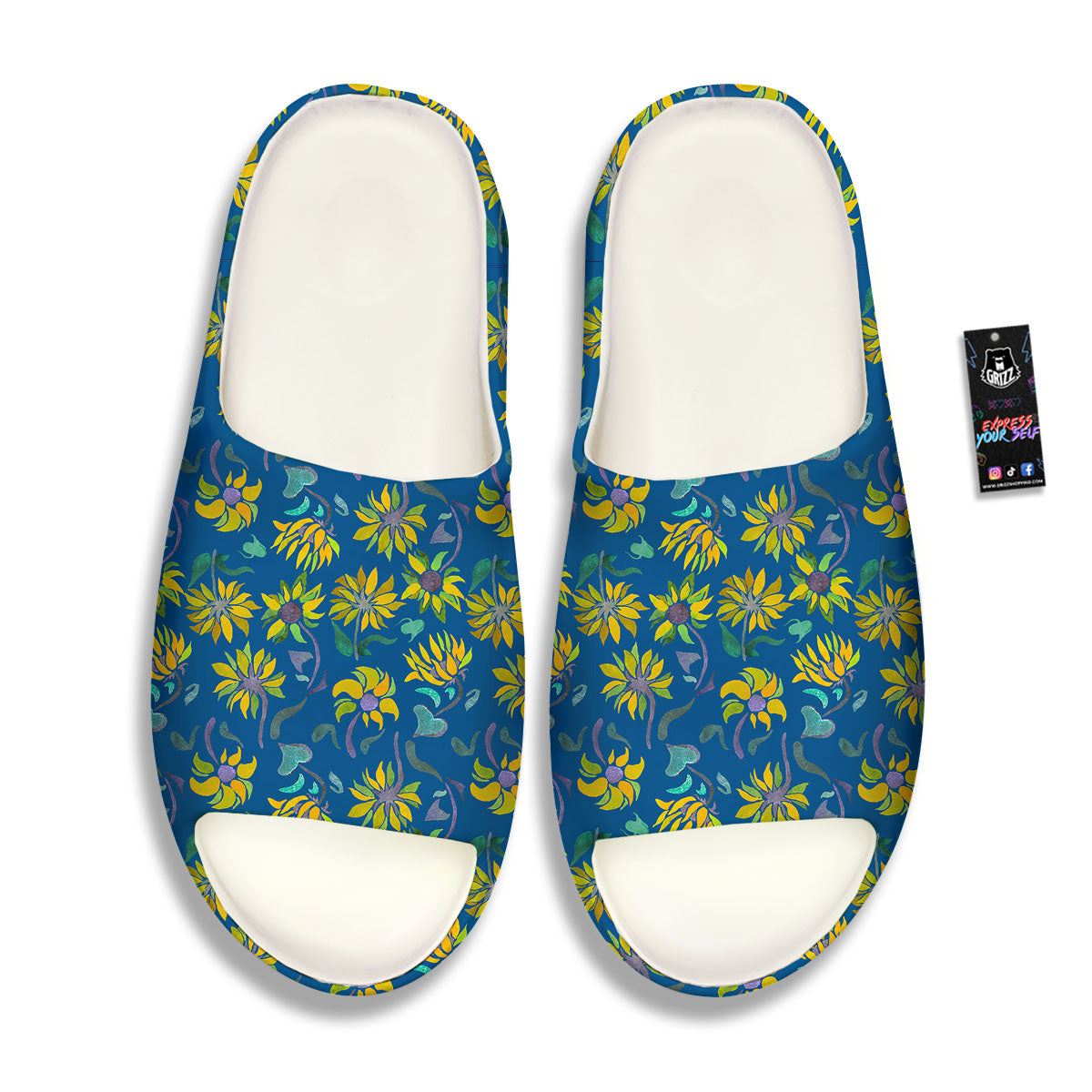 Sunflower Navy Print Pattern Sandals-grizzshop