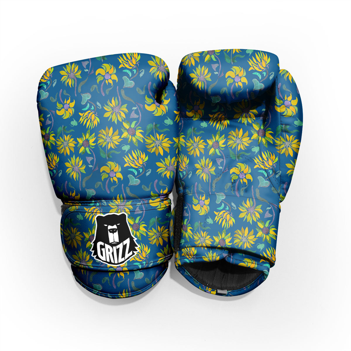 Sunflower Navy Print Pattern Pro Boxing Glove