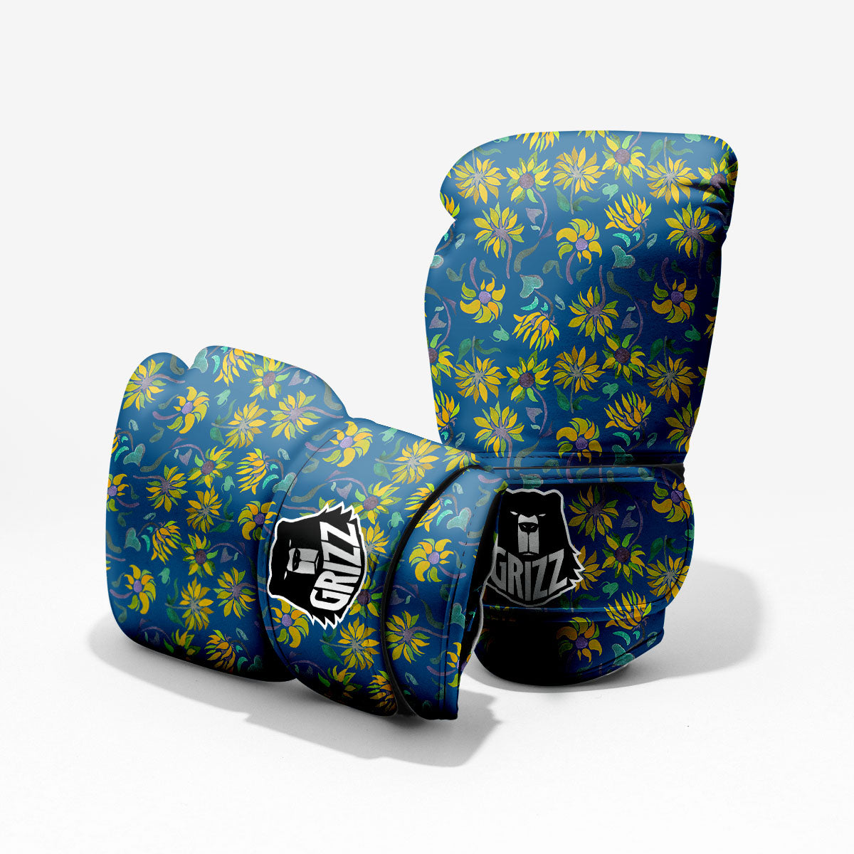 Sunflower Navy Print Pattern Pro Boxing Glove