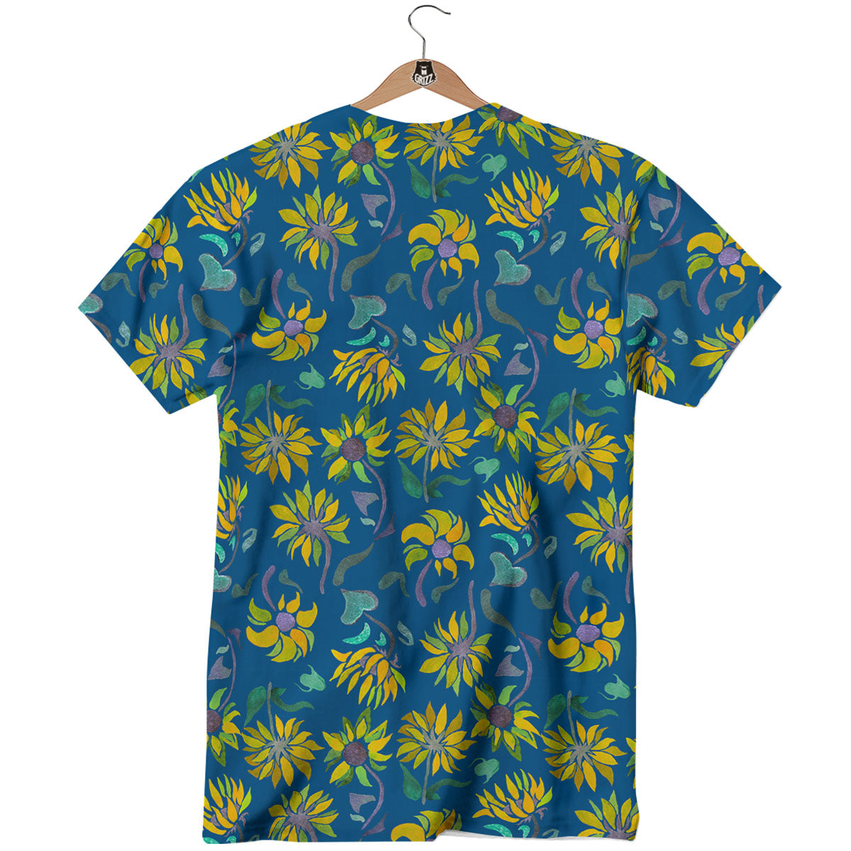 Sunflower Navy Print Pattern T-Shirt-grizzshop