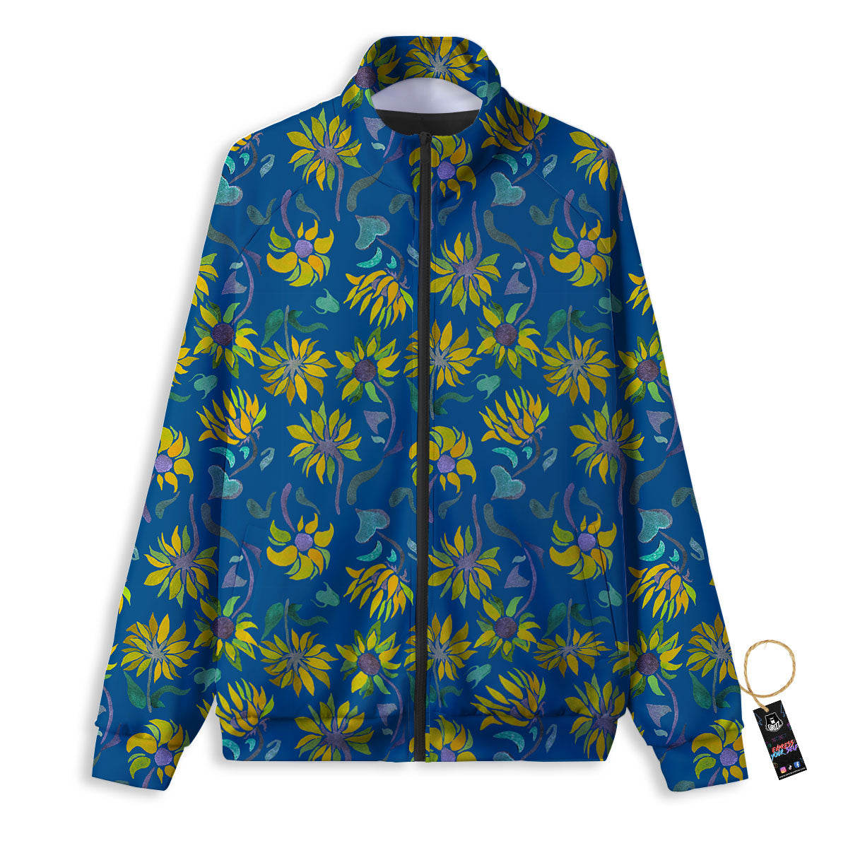 Sunflower Navy Print Pattern Track Jacket-grizzshop
