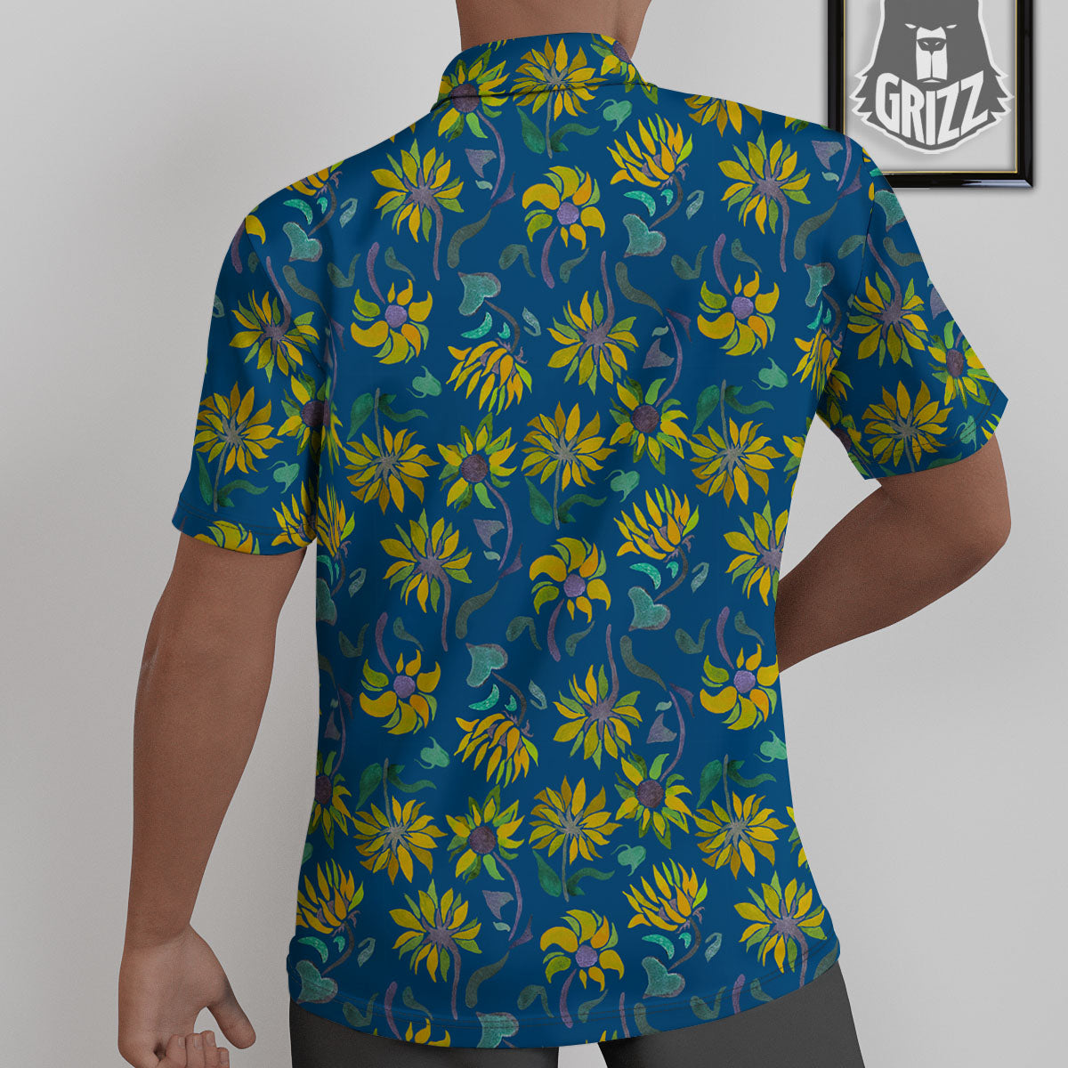 Sunflower Navy Print Pattern Untucked Shirts-grizzshop