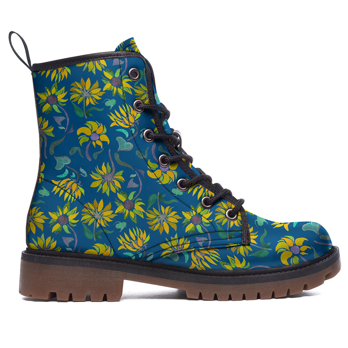 Sunflower Navy Print Pattern Work Boots-grizzshop