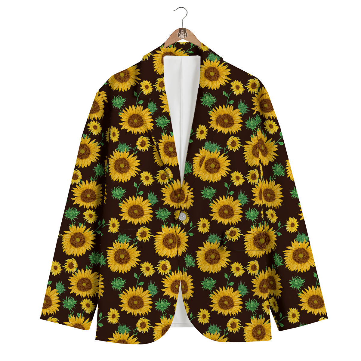 Sunflower Pattern Print Men's Blazer-grizzshop