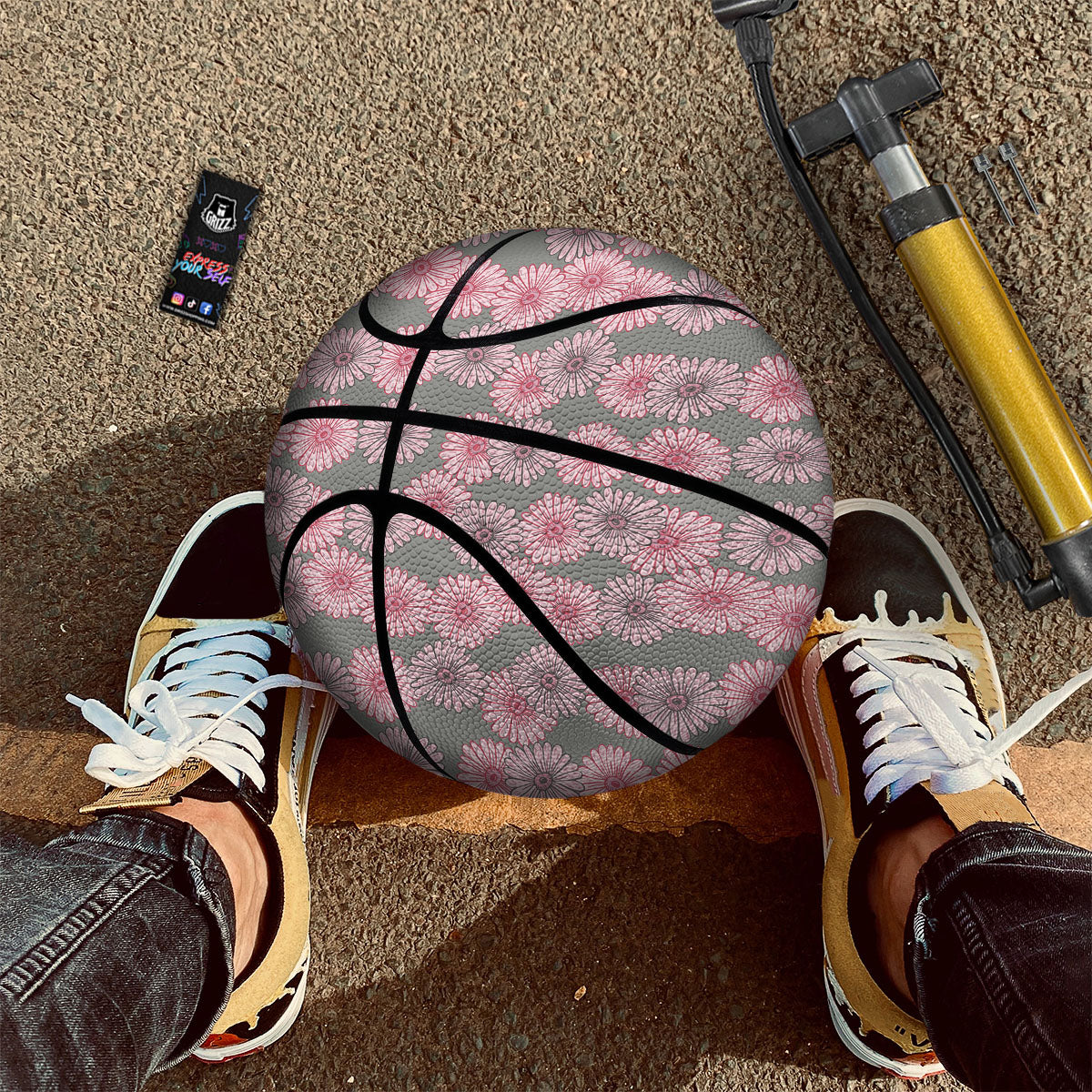 Sunflower Pink Print Pattern Basketball-grizzshop