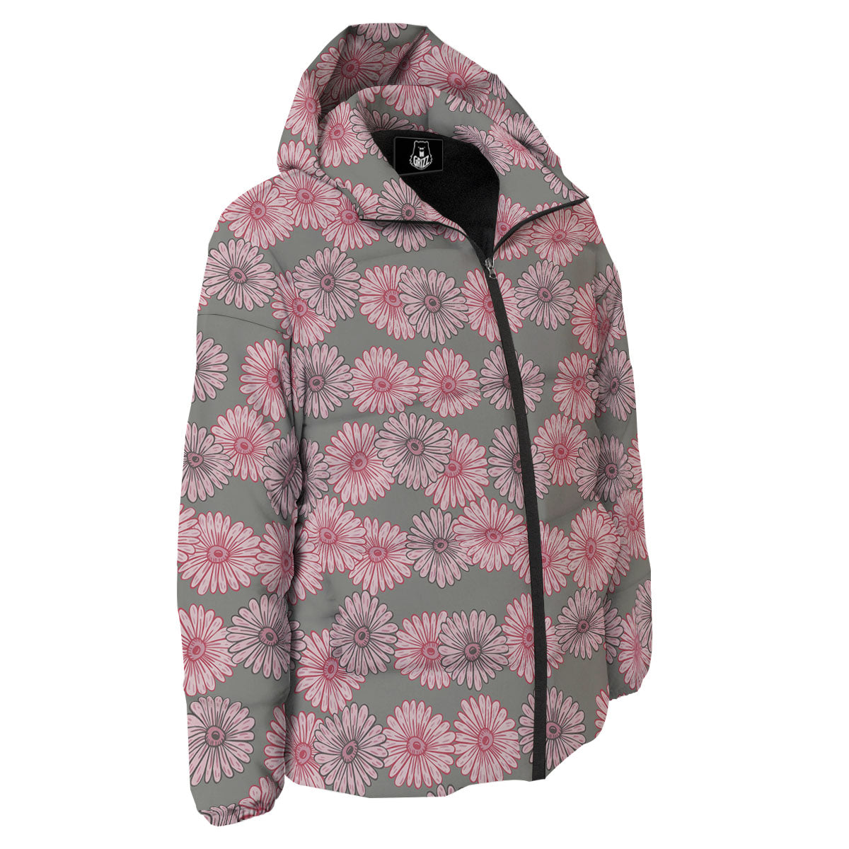 Sunflower Pink Print Pattern Down Jacket-grizzshop