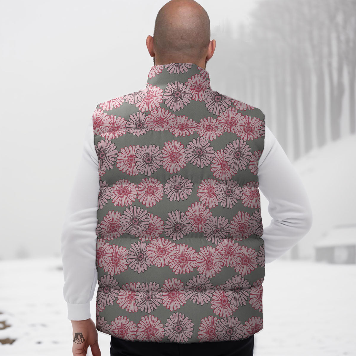 Sunflower Pink Print Pattern Down Vest