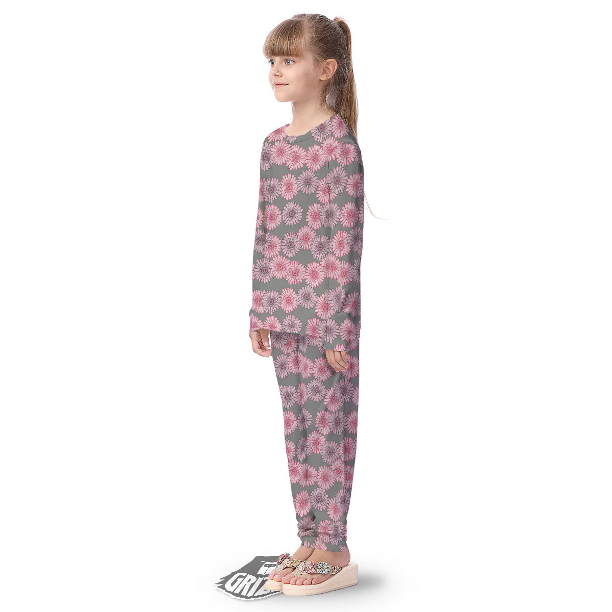Sunflower Pink Print Pattern Kid's Pajamas-grizzshop
