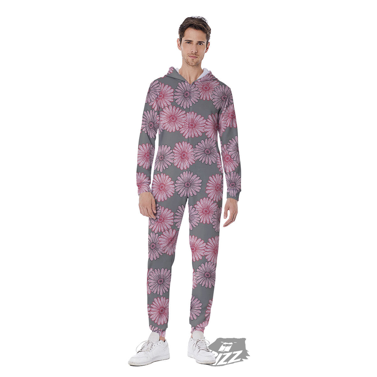 Sunflower Pink Print Pattern Men's Jumpsuit-grizzshop