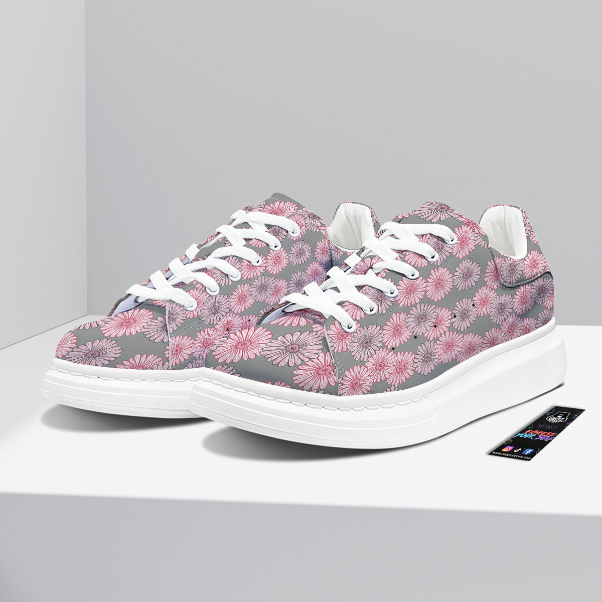 Sunflower Pink Print Pattern Platform Shoes-grizzshop