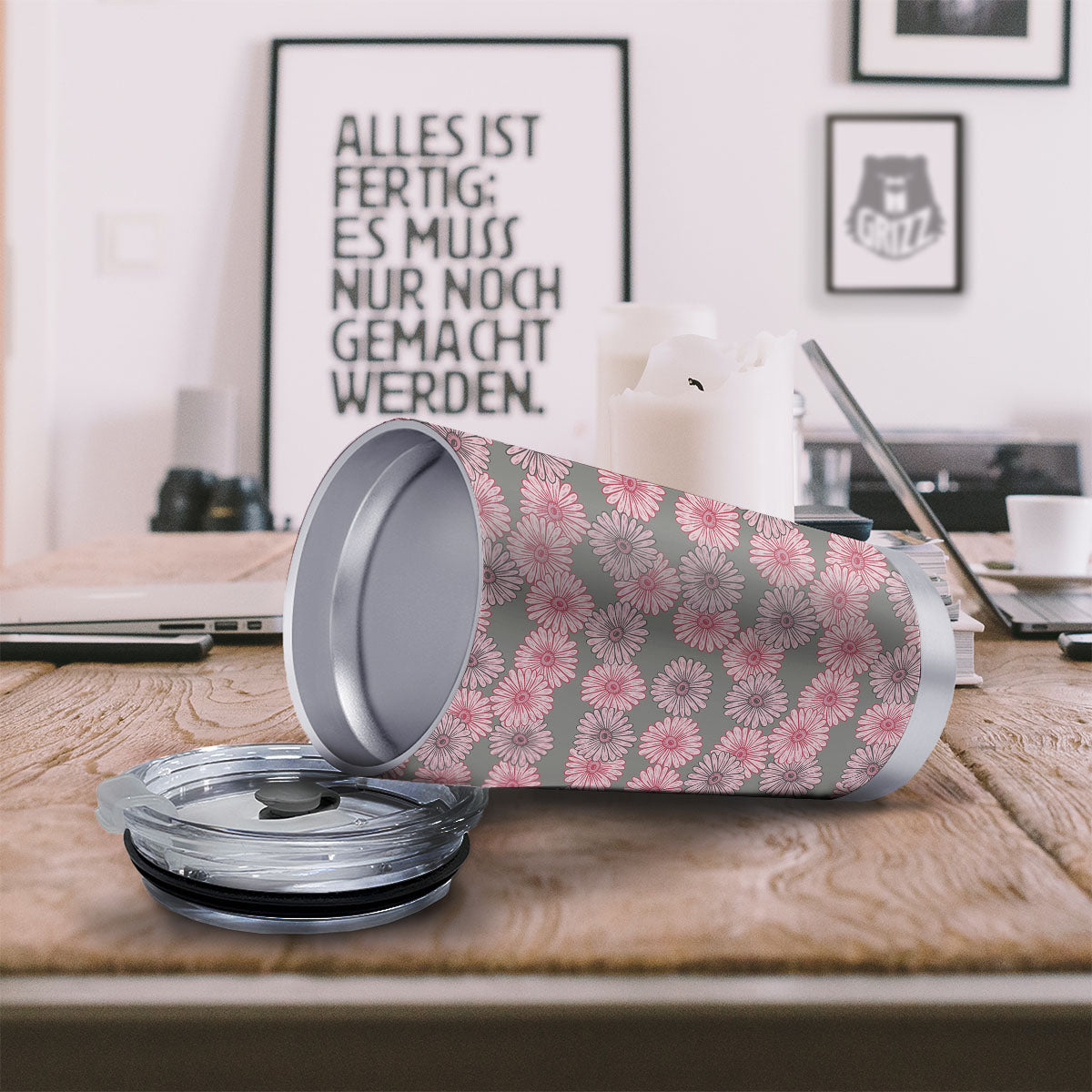 Sunflower Pink Print Pattern Tumbler-grizzshop