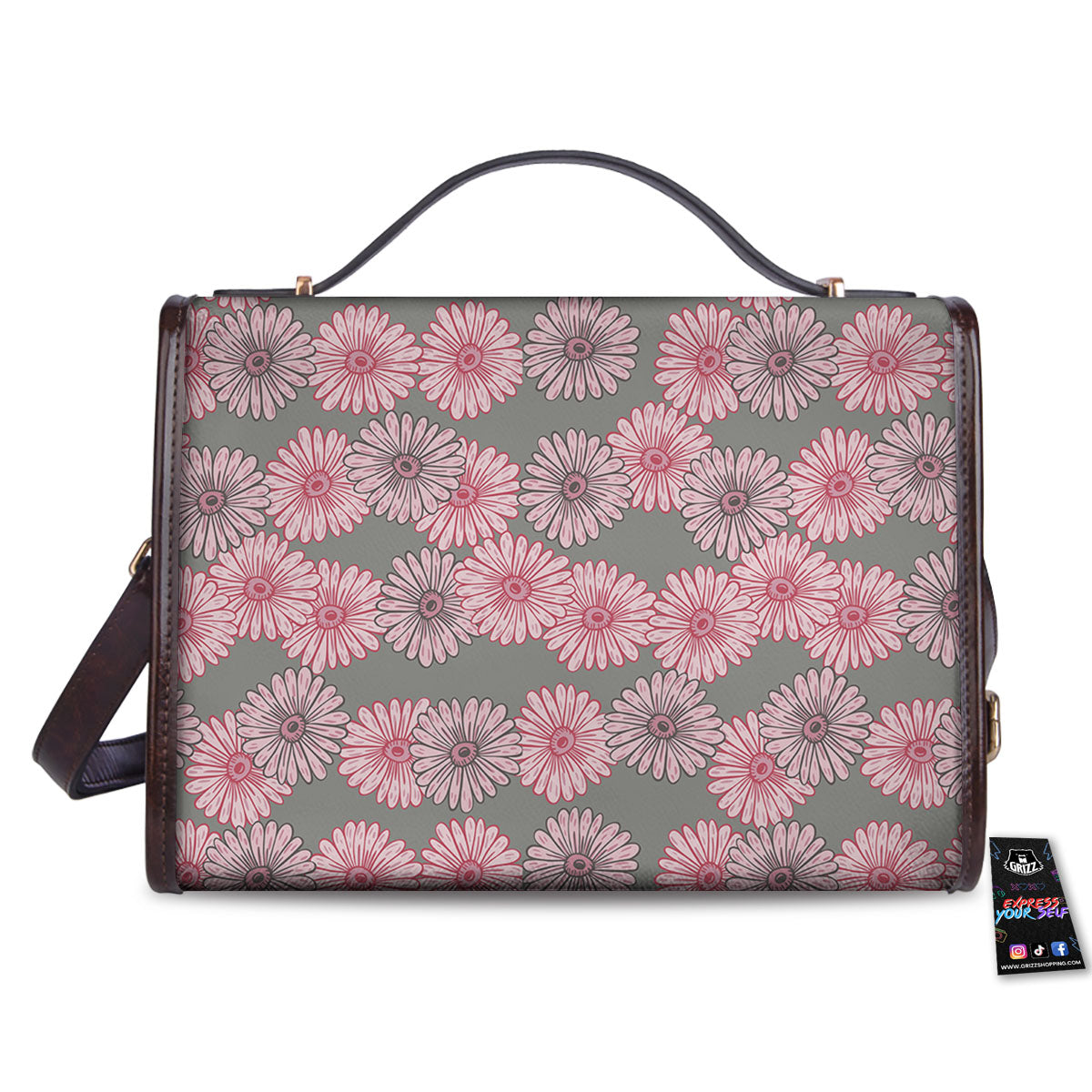 Sunflower Pink Print Pattern Women's Satchel Bag-grizzshop