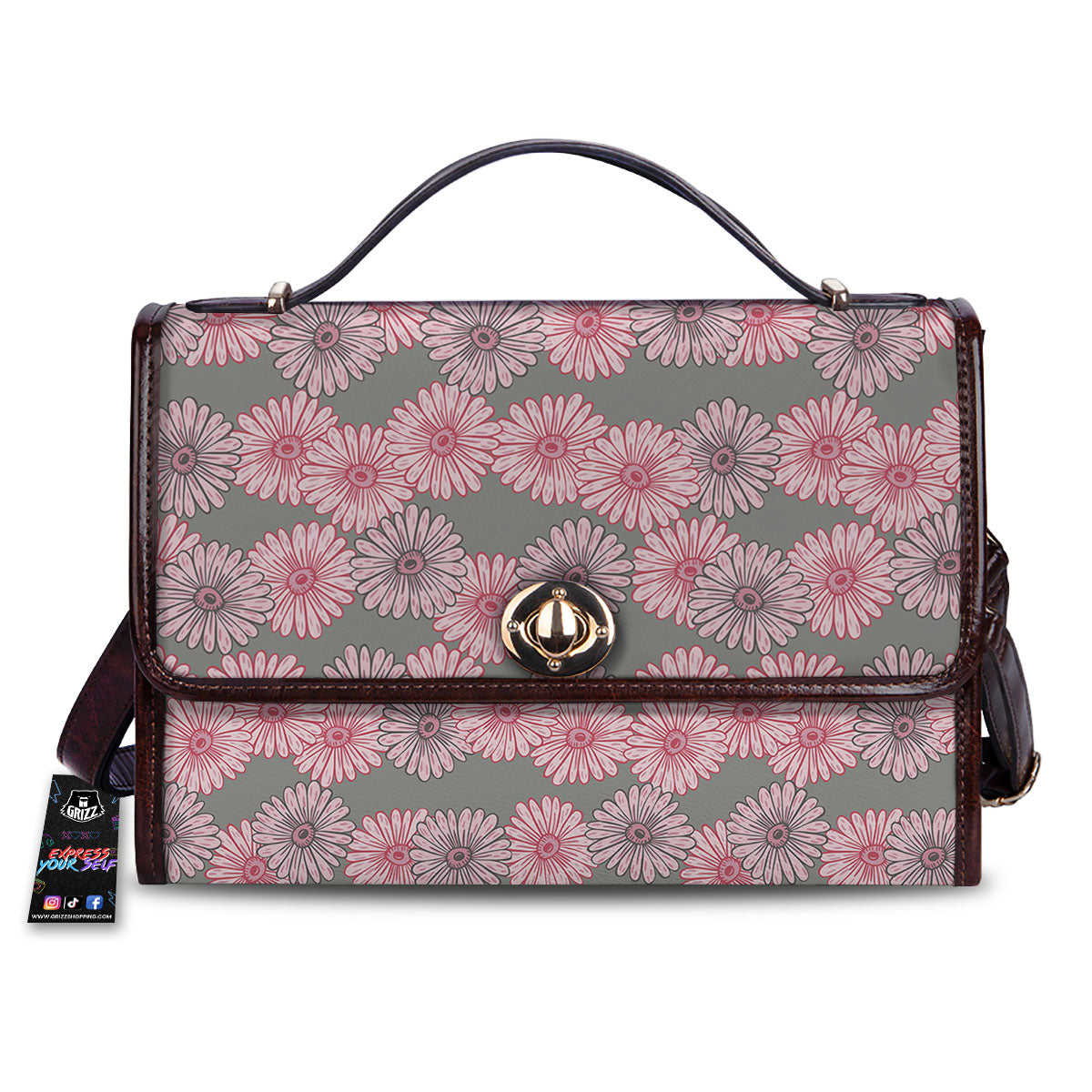 Sunflower Pink Print Pattern Women's Satchel Bag-grizzshop