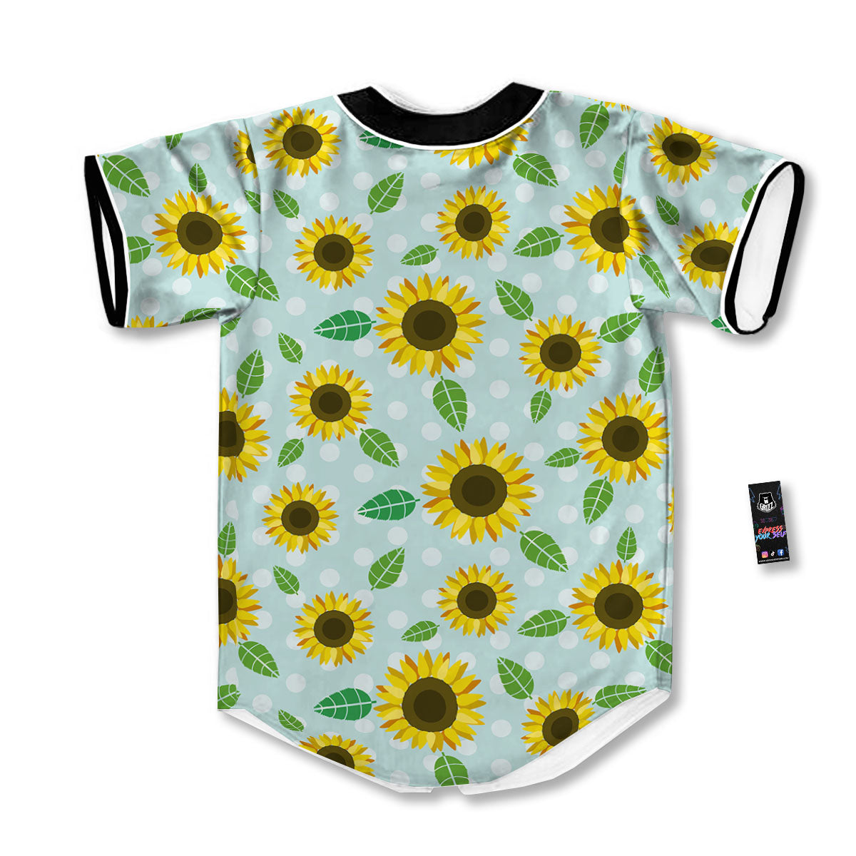 Sunflower Polka Dot Print Pattern Baseball Jersey-grizzshop