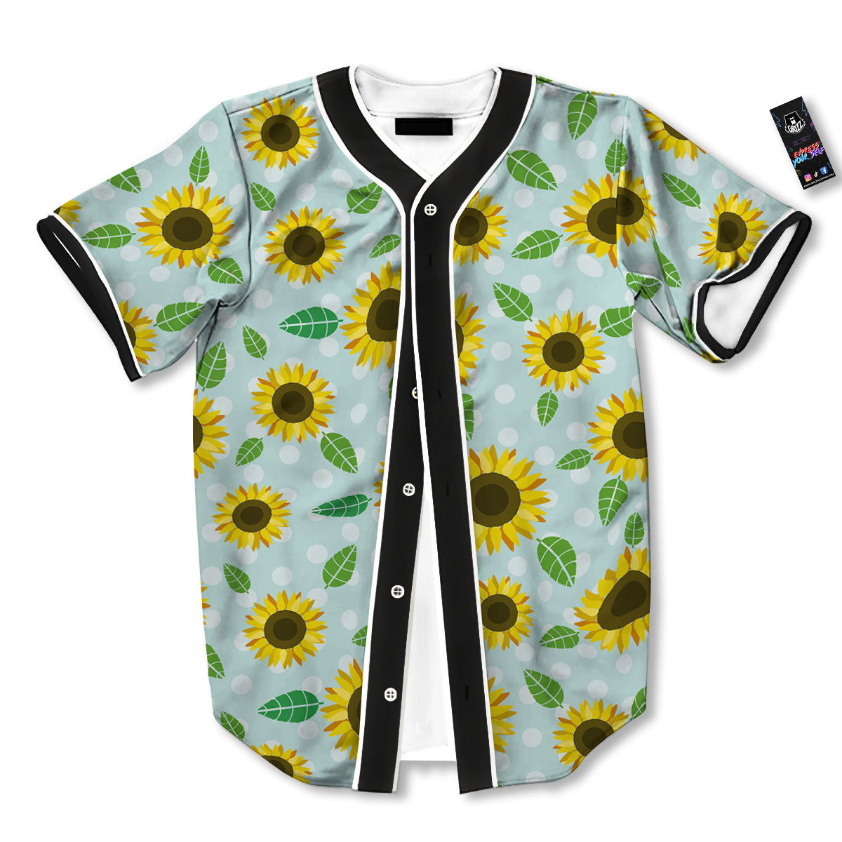 Sunflower Polka Dot Print Pattern Baseball Jersey-grizzshop