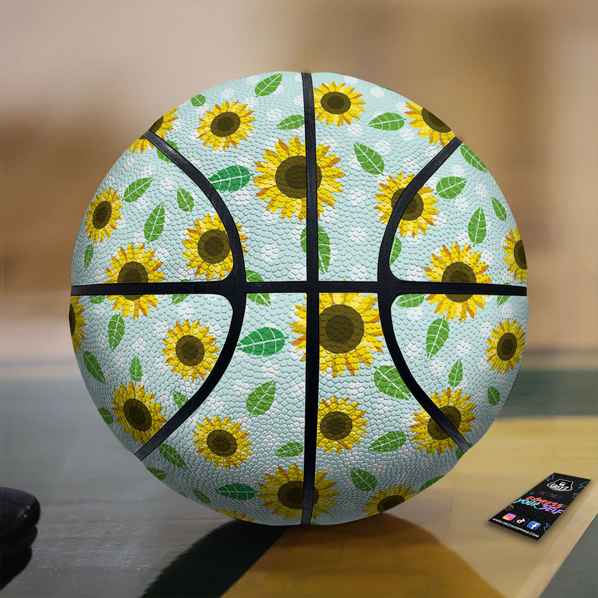 Sunflower Polka Dot Print Pattern Basketball-grizzshop