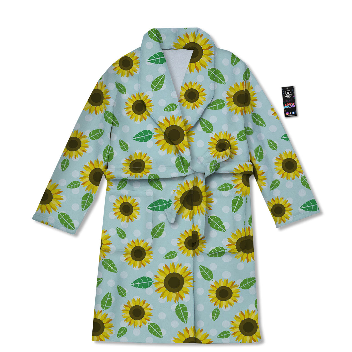 Sunflower Polka Dot Print Pattern Bathrobe-grizzshop